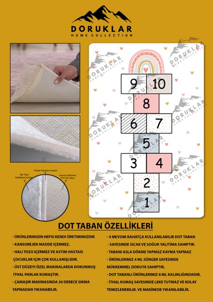 Kaymaz Taban Yıkanabilir Yıldız Seksek Desenli Çocuk Halısı fiyatları