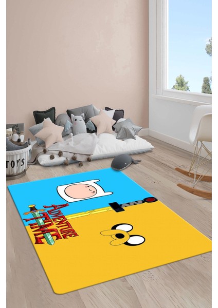 Kaymaz Taban Makinada Yıkanabilir Adventure Time Desenli Çocuk Halısı