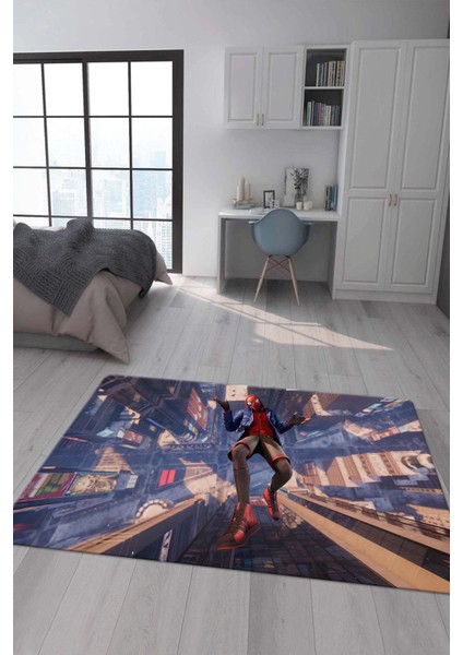 Kaymaz Taban Makinada Yıkanabilir Dijital Baskı Spiderman Desenli Çocuk Halısı