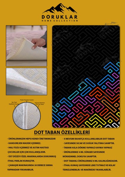 Kaymaz Taban Makinada Yıkanabilir Dijital Baskı Geometrik Desenli Genç Odası Halısı fiyatları