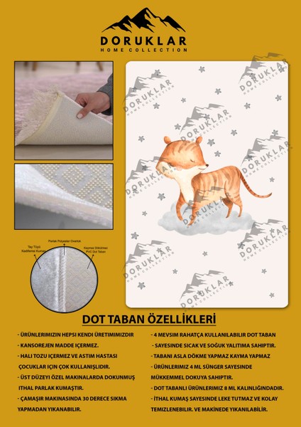 Kaymaz Taban Yıkanabilir Tatlı Tilki Desenli Çocuk Halısı fiyatları