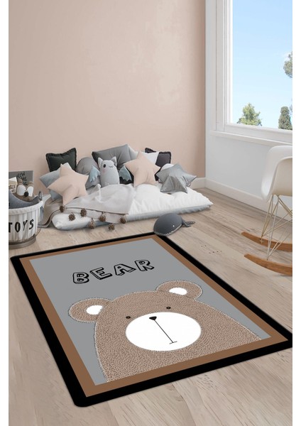Kaymaz Taban Yıkanabilir Bear Desenli Çocuk Halısı