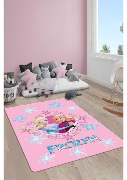 Kaymaz Taban Yıkanabilir Elsa Frozen Desenli Çocuk Halısı