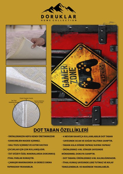 Kaymaz Taban Makinada Yıkanabilir Dijital Baskı Gamer Desenli Genç Odası Halısı fiyatları