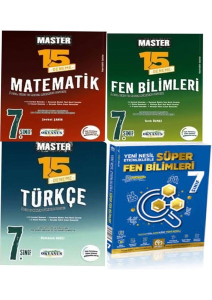 2025 7. Sınıf Master Türkçe – Matematik – Fen Bilimleri 15 Deneme 3 Kitap ve Süper Fen Bilimleri