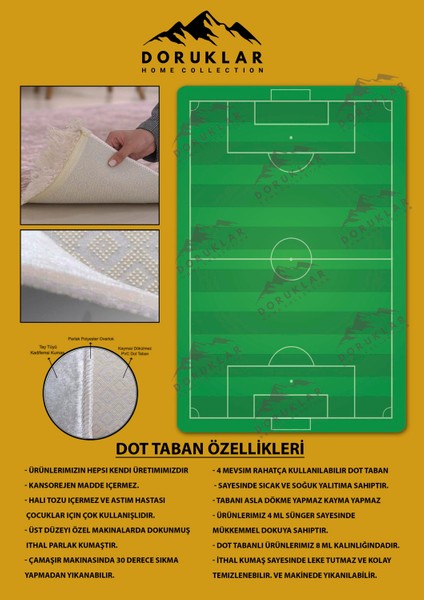 Kaymaz Taban Makinada Yıkanabilir Dijital Baskı Futbol Sahası Desenli Genç Odası Halısı fiyatları