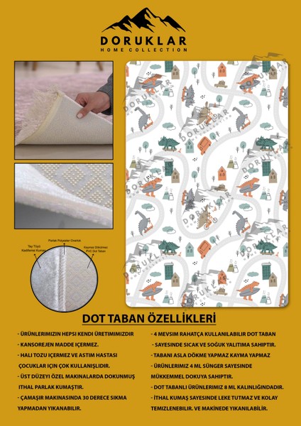 Kaymaz Taban Yıkanabilir Jungle Yol Desenli Çocuk Halısı