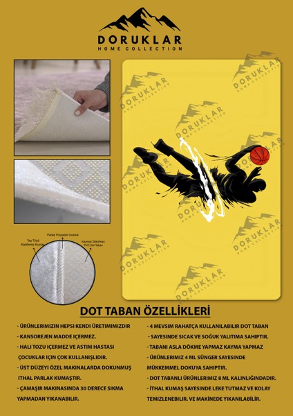 Kaymaz Taban Makinada Yıkanabilir Dijital Baskı Basketbol Desenli Genç Odası Halısı Dot Taban Halı fiyatları