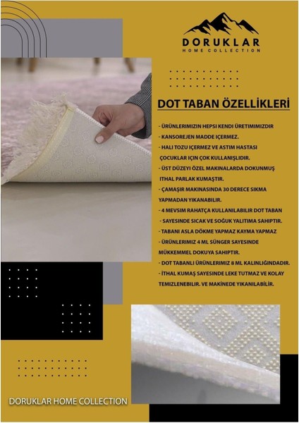 Kaymaz Tabanlı Yıkanabilir Şeker Kız Desenli Çocuk Halısı Dot Taban Halı