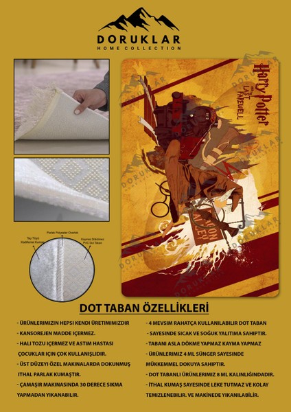 Kaymaz Taban Makinada Yıkanabilir Dijital Baskı Harry Potter Desenli Genç Odası ve Çocuk Odası Halısı Dot Taban Halı fiyatları