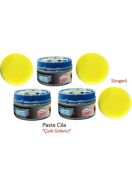 3 Adet Oto Boya Tampon Çizik Giderici Parlatıcı Pasta Cila (Süngerli) 300 gr