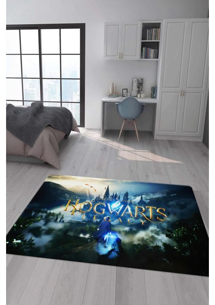 Kaymaz Taban Makinada Yıkanabilir Dijital Baskı Harry Potter Desenli Genç Odası ve Çocuk Odası Halısı Dot Taban Halı