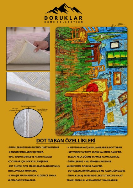 Kaymaz Taban Makinada Yıkanabilir Tablo Desenli Çocuk Halısı fiyatları