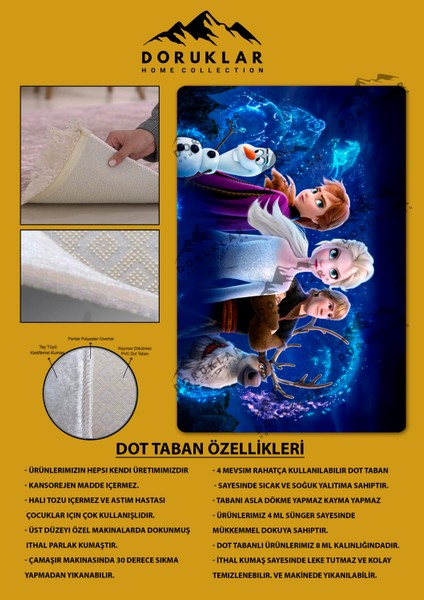 Kaymaz Taban Yıkanabilir Elsa Frozen Desenli Çocuk Halısı fiyatları