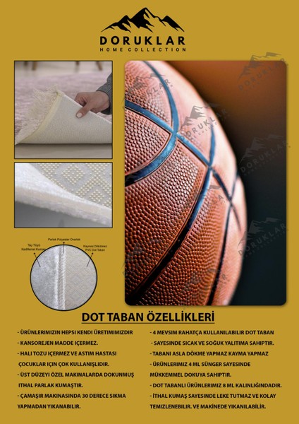 Kaymaz Taban Makinada Yıkanabilir Dijital Baskı Basket Topu Desenli Genç Odası Halısı Dot Taban Halı fiyatları