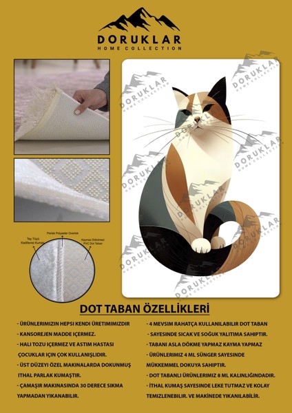 Kaymaz Taban Makinada Yıkanabilir Dijital Baskı Kedi Desenli Genç Halısı Dot Taban Halı fiyatları