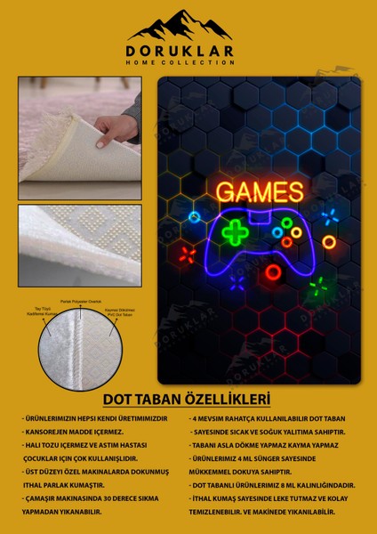 Kaymaz Taban Yıkanabilir Gamer Desenli Çocuk Halısı fiyatları