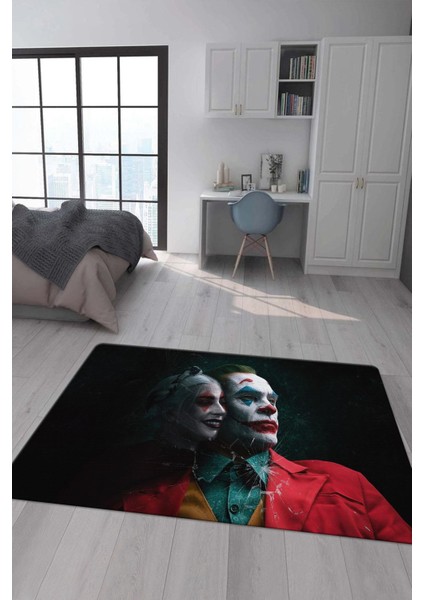 Kaymaz Taban Makinada Yıkanabilir Dijital Baskı Joker Desenli Genç Odası Halısı