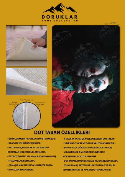 Kaymaz Taban Makinada Yıkanabilir Dijital Baskı Joker Desenli Genç Odası Halısı fiyatları