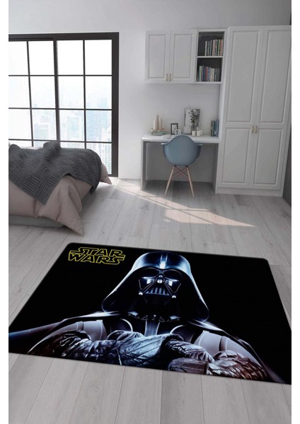 Kaymaz Taban Makinada Yıkanabilir Dijital Baskı Starwars Desenli Genç Odası Halısı