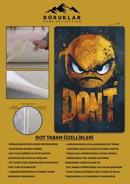 Kaymaz Taban Makinada Yıkanabilir Dijital Baskı Dont Desenli Genç ve Çocuk Odası Halısı Dot Taban Halı fiyatları