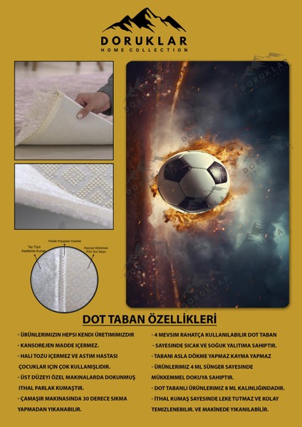 Kaymaz Taban Makinada Yıkanabilir Dijital Baskı Futbol Topu Desenli Genç Odası Halısı Dot Taban Halı fiyatları