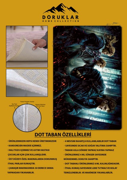 Kaymaz Taban Makinada Yıkanabilir Dijital Baskı Harry Potter Desenli Genç Odası Halısı fiyatları
