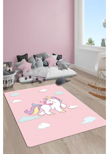 Kaymaz Taban Yıkanabilir Unicorn Desenli Çocuk Halısı