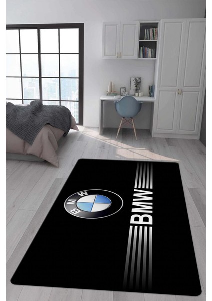 Kaymaz Taban Makinada Yıkanabilir Dijital Baskı Bmw Desenli Genç Odası Halısı Dot Taban Halı