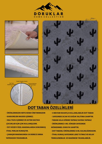 Kaymaz Taban Yıkanabilir Kaktüs Desenli Çocuk Halısı fiyatları