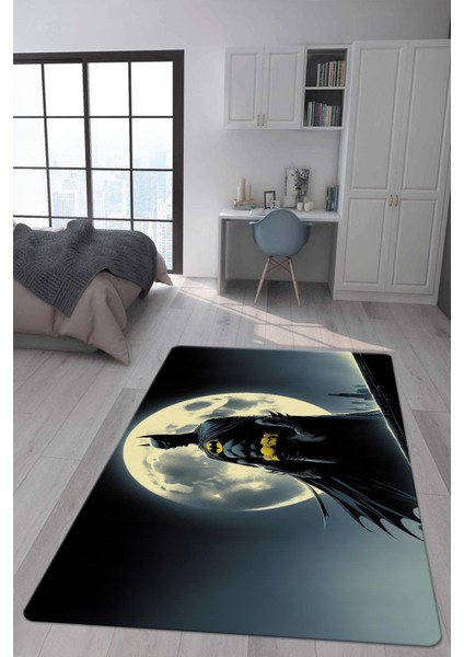 Kaymaz Taban Makinada Yıkanabilir Dijital Baskı Batman Desenli Genç ve Çocuk Odası Halısı