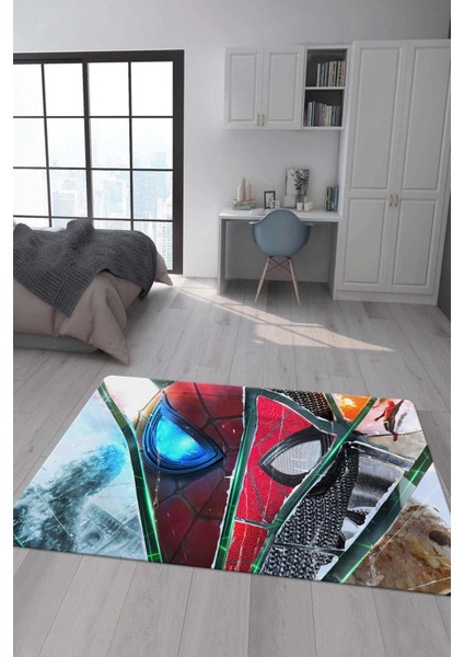 Kaymaz Taban Makinada Yıkanabilir Dijital Baskı Spiderman Desenli Çocuk Halısı