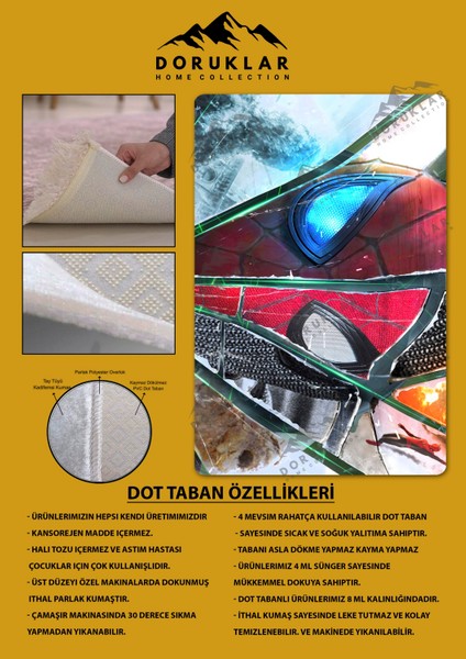 Kaymaz Taban Makinada Yıkanabilir Dijital Baskı Spiderman Desenli Çocuk Halısı fiyatları
