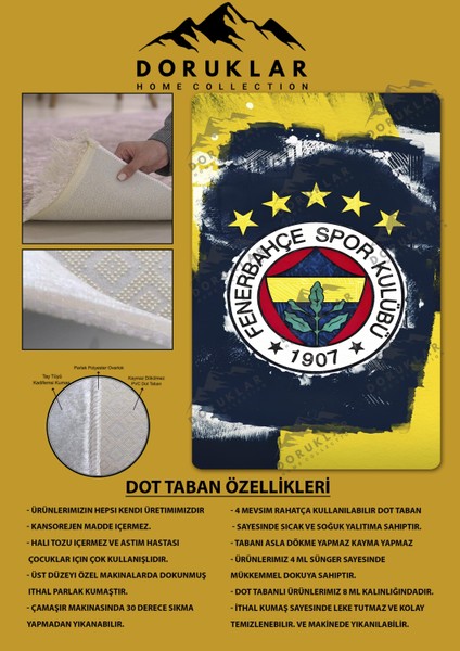 Kaymaz Taban Makinada Yıkanabilir Dijital Baskı Dekoratif Modern Desenli Genç Odası ve Çocuk Odası Halısı Dot Taban Halı