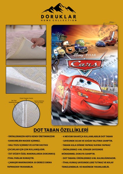 Kaymaz Taban Yıkanabilir Mcqueen Man Desenli Çocuk Halısı