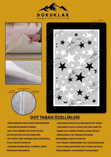 Kaymaz Taban Yıkanabilir Yıldız Desenli Çocuk Halısı fiyatları