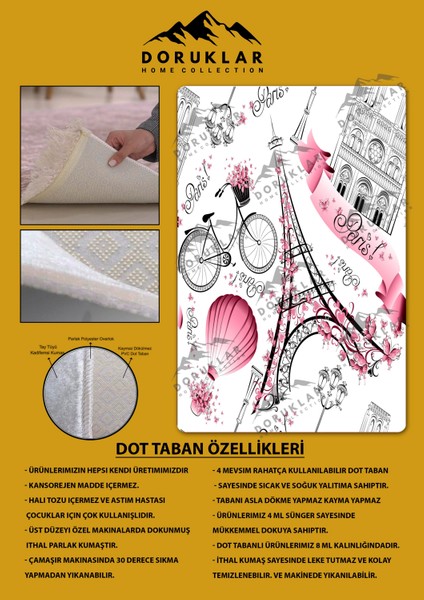 Kaymaz Taban Yıkanabilir Eyfel Desenli Çocuk Halısı