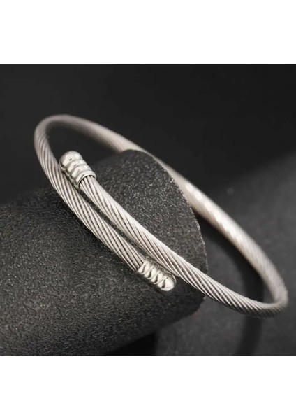 Gümüş Twist Model Erkek Kelepçe Bileklik modelleri