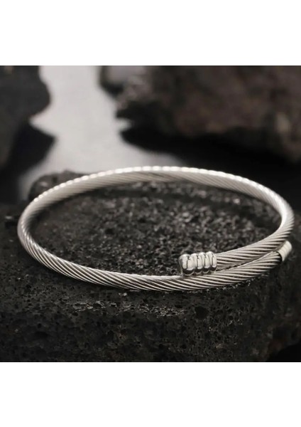 Gümüş Twist Model Erkek Kelepçe Bileklik fırsatları