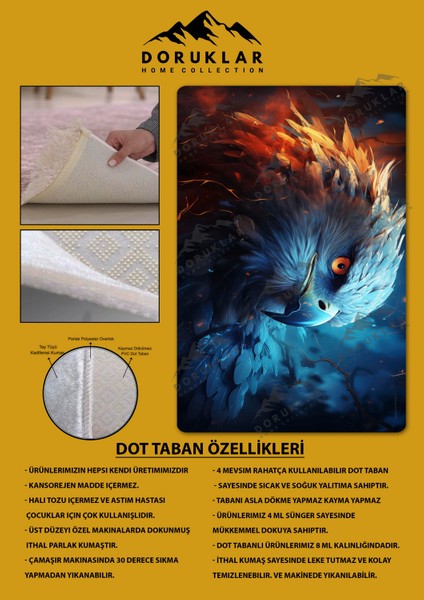Kaymaz Taban Makinada Yıkanabilir Dijital Baskı Kartal Desenli Genç Odası Halısı fiyatları
