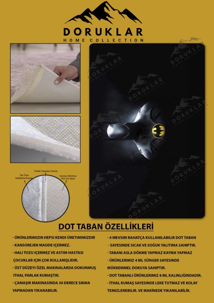 Kaymaz Taban Makinada Yıkanabilir Dijital Baskı Batman Desenli Genç Odası ve Çocuk Odası Halısı Dot Taban Halı fiyatları