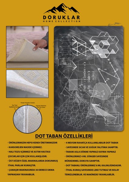 Kaymaz Taban Makinada Yıkanabilir Dijital Baskı Formül Desenli Genç Odası Halısı fiyatları