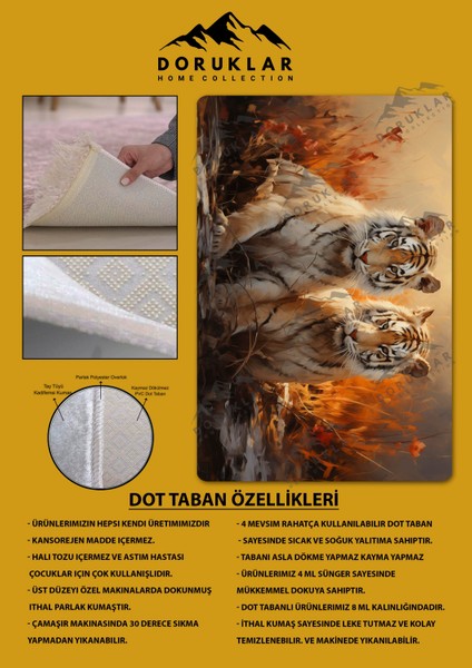 Kaymaz Taban Makinada Yıkanabilir Dijital Baskı Kaplan Desenli Genç Odası Halısı fiyatları