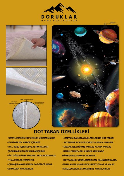 Kaymaz Taban Makinada Yıkanabilir Dijital Baskı Uzay Desenli Genç Odası Halısı fiyatları