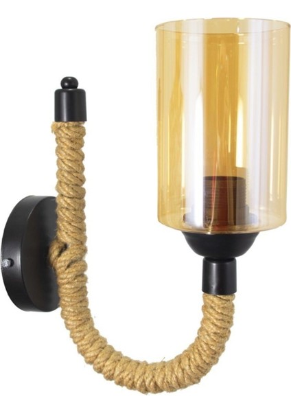 Rustik Retro Şık Model Halatlı Siyah Aplik Balcam