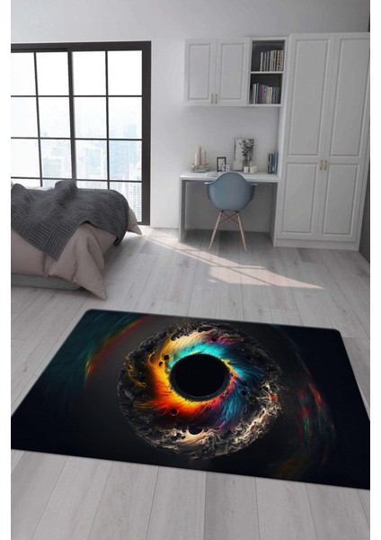 Kaymaz Taban Makinada Yıkanabilir Dijital Baskı Modern Desenli Genç Odası Halısı