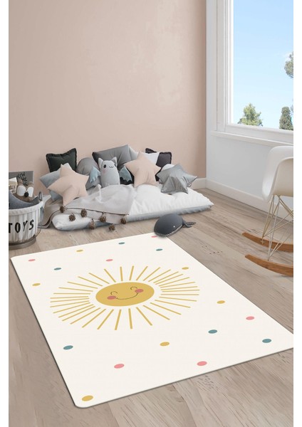 Kaymaz Taban Yıkanabilir Güneş Desenli Çocuk Halısı