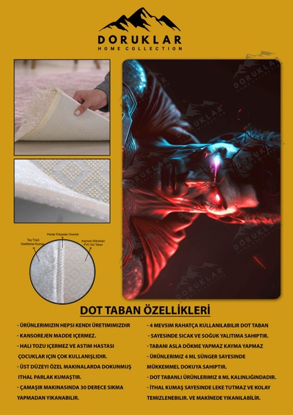 Kaymaz Taban Makinada Yıkanabilir Dijital Baskı Süperman Desenli Genç Odası Halısı