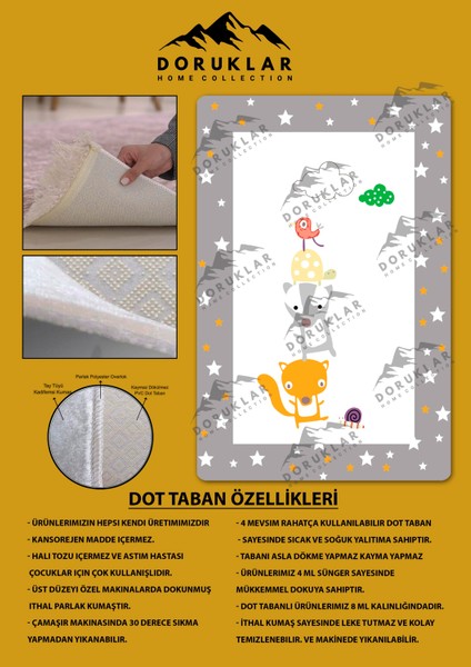 Kaymaz Taban Yıkanabilir Tilki ve Yıldız Desenli Çocuk Halısı fiyatları