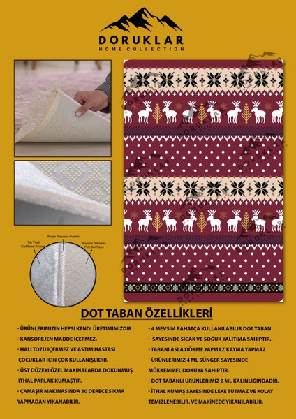 Kaymaz Taban Makinada Yıkanabilir Yılbaşı Temalı Desenli Çocuk Halısı
